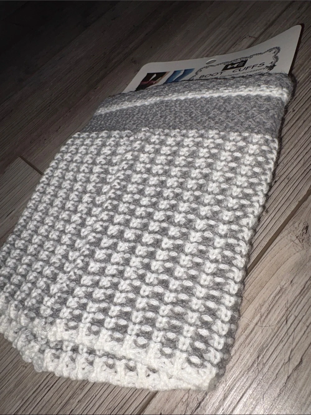 NWT Boot Cuffs - Gray and White Knit Leg Warmers